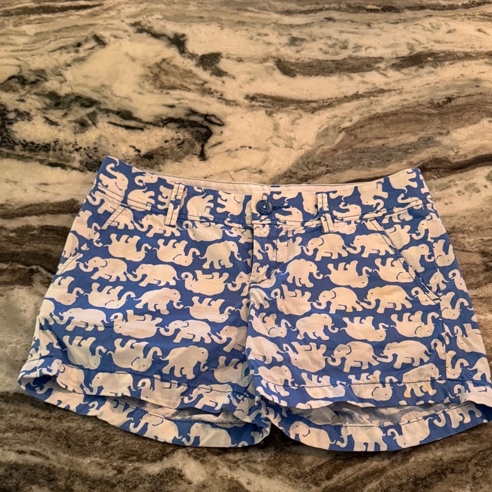 Lilly Pulitzer Callahan Blue and White Elephant Print Women's Cargo Shorts